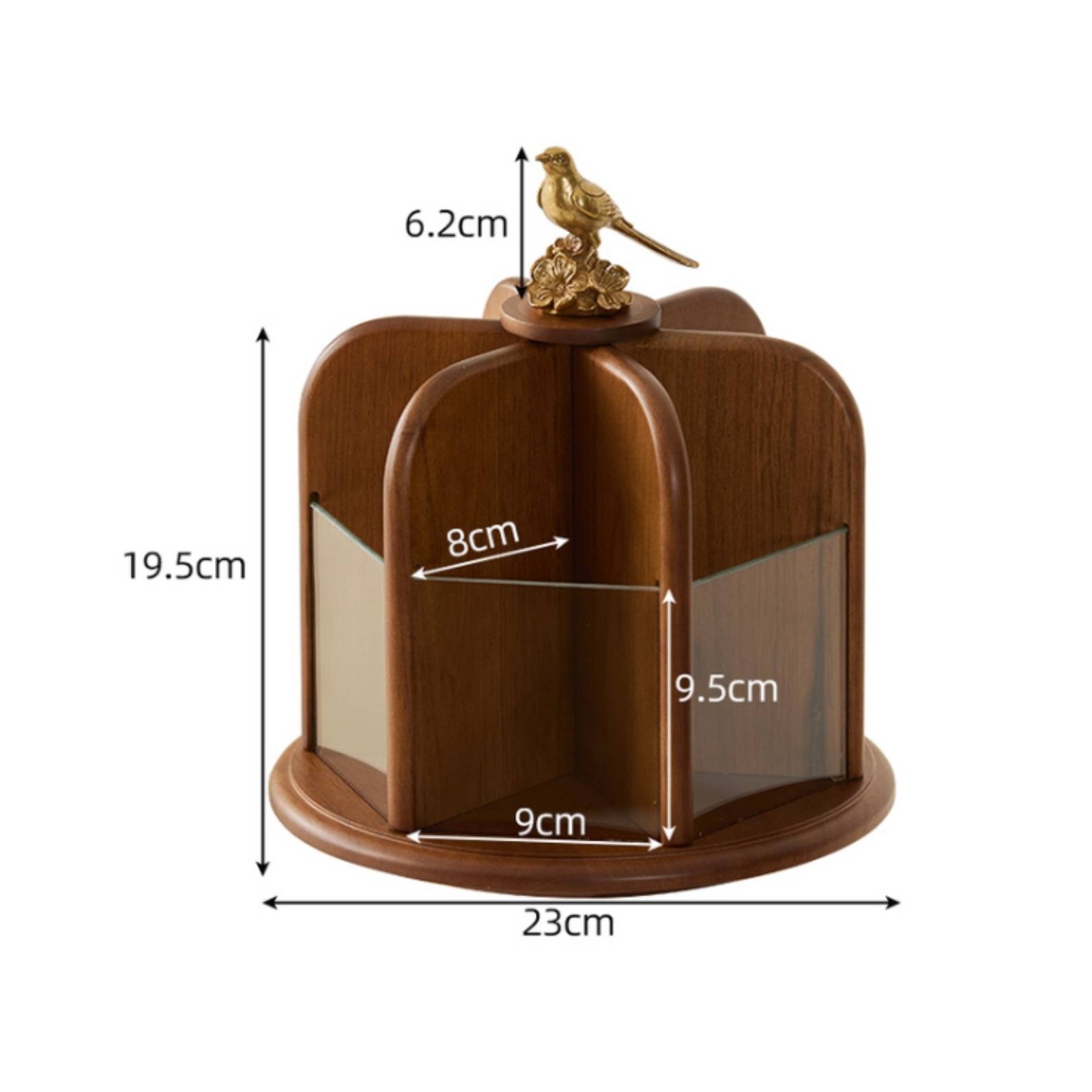 Rotating Makeup Organizer Tabletop Makeup Turntable with Bird Decoration