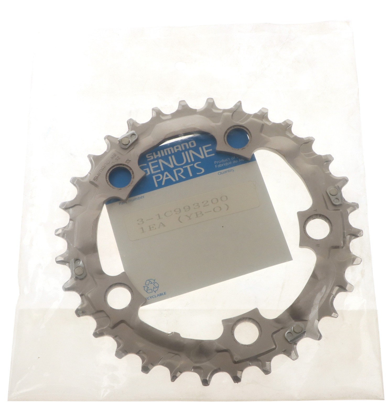 Shimano Deore XT 32T 9 Speed Chainring 94 BCD 5 Bolt Silver NOS