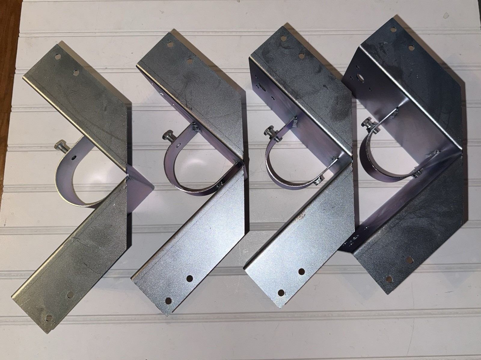 2 3/8" OD x 6" Wood to Steel Fence Post Corner Adapters - Set of 4 - Galvanized