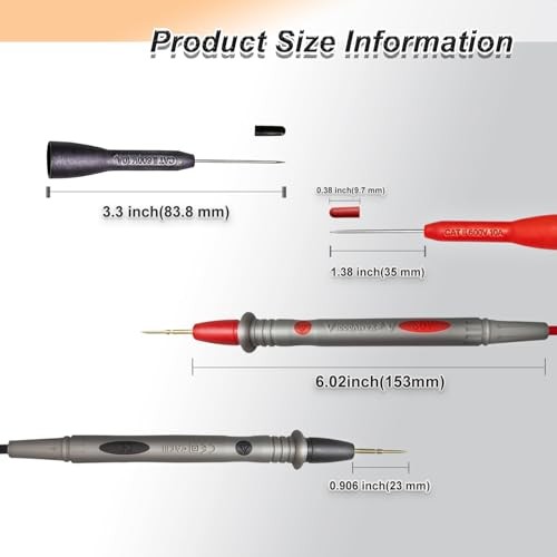 Multimeter Leads Kit, 49" Premium Silicone Multimeter Test Lead Set, CAT III