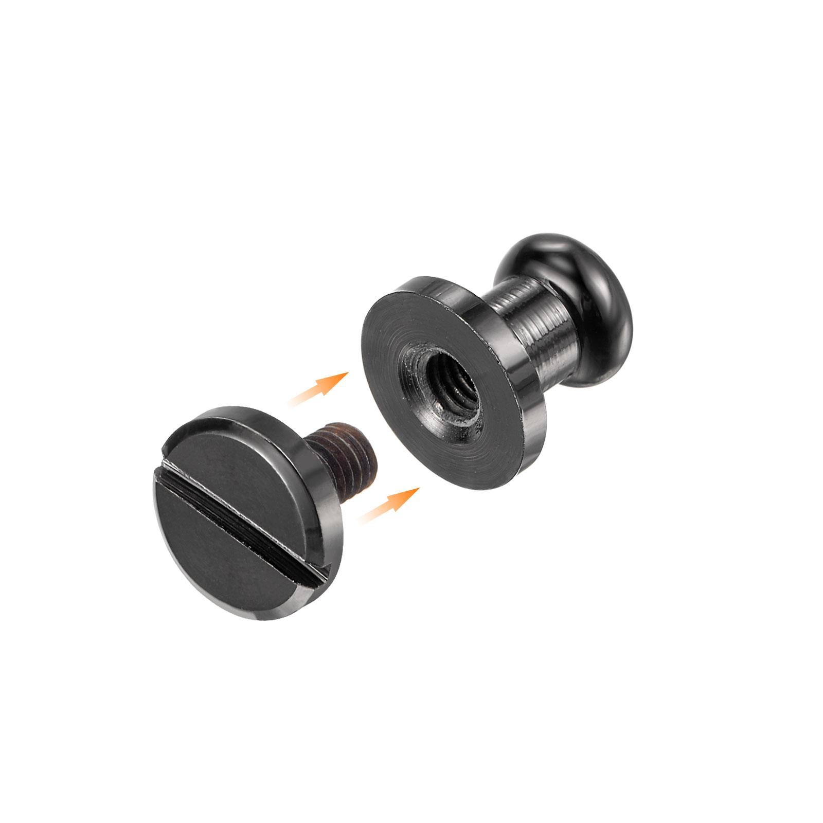 5 Set 6mm Solid Brass Round Head Lock Screw Rivets Pin Fixing, Black