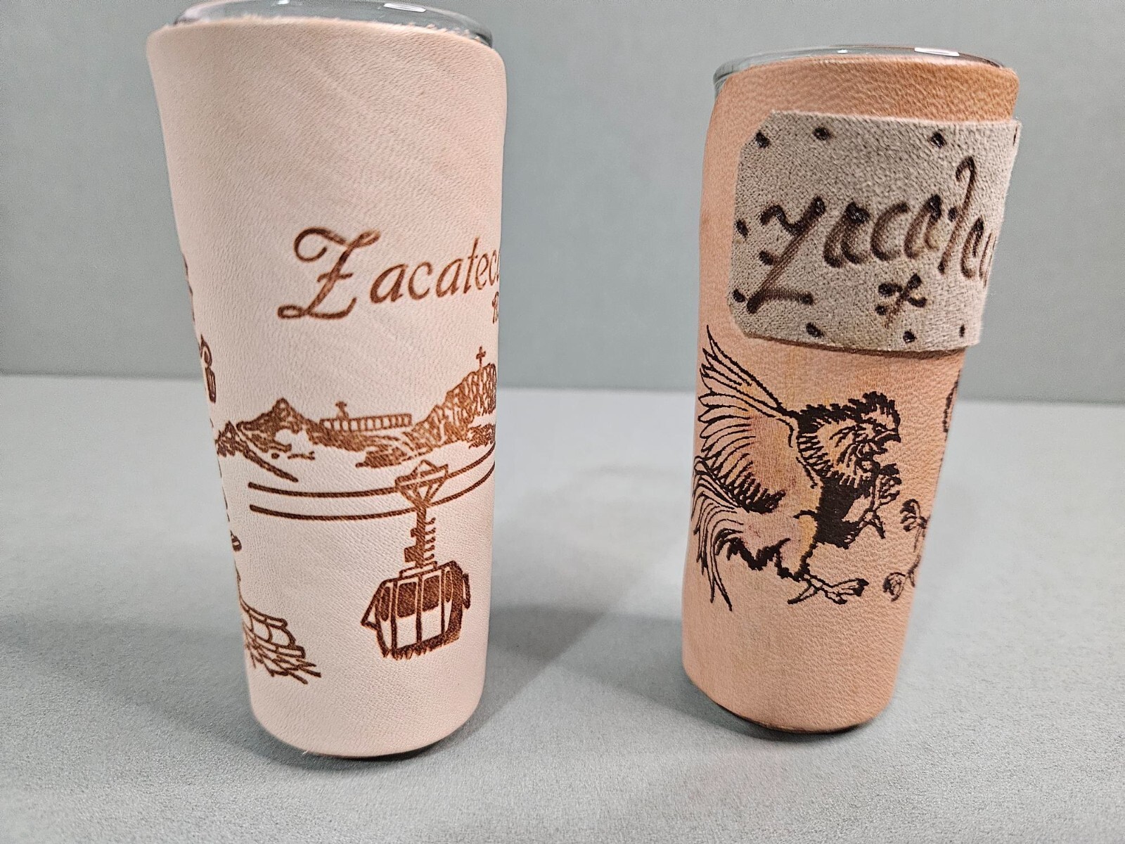 Leather Wrapped Tall Shot Tequila Glasses made in Mexico-Set of 2