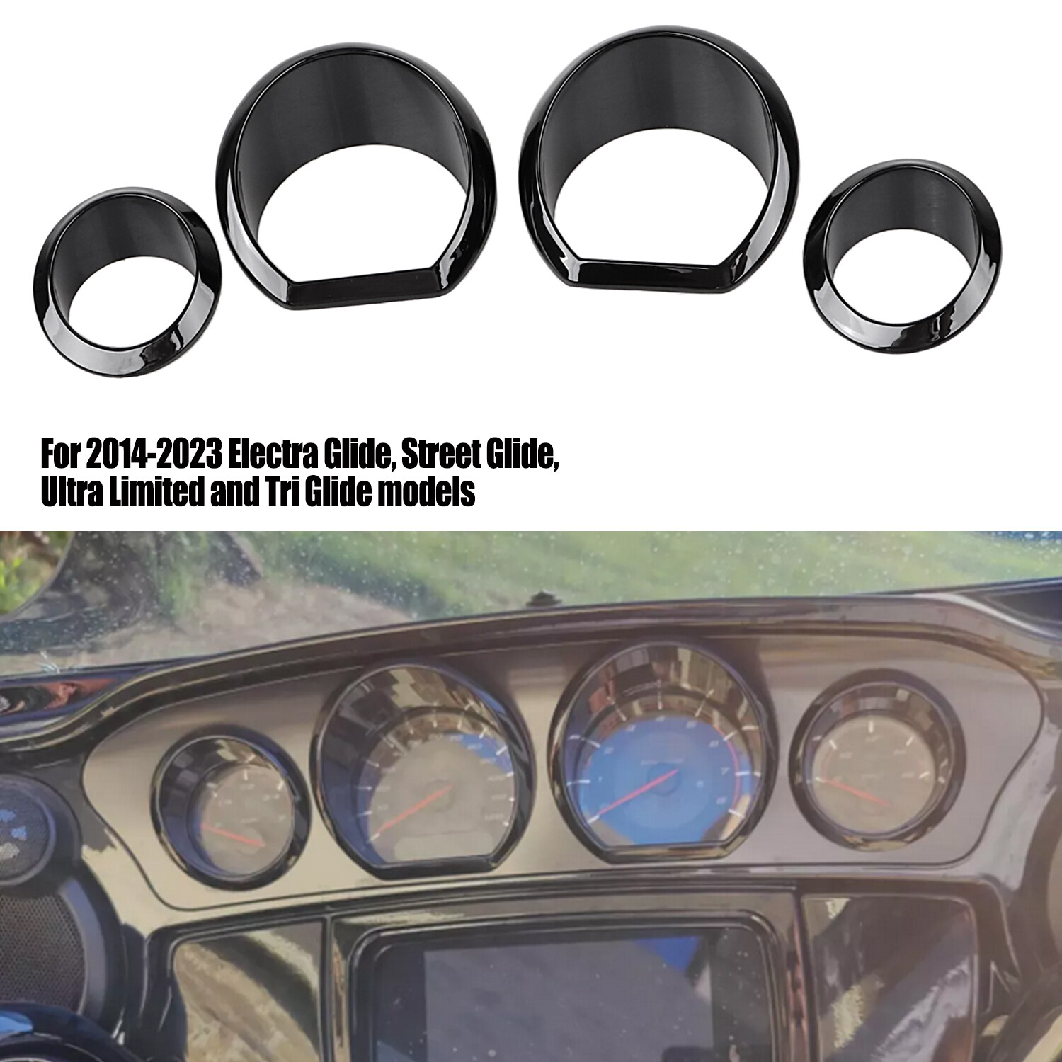 Black Gauge Bezel Trim For Harley Electra Street Tri Glide Ultra Limited 14-23