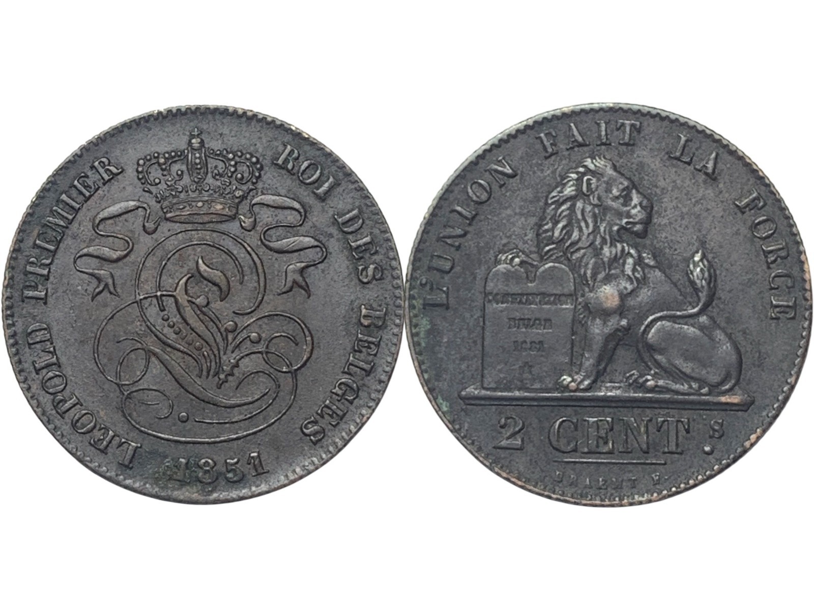 Belgium, 2 cents, 1851, KM 4 [MON_2320]