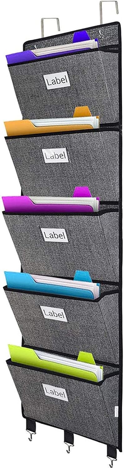 Homyfort Over the Door File Organizer, Hanging Wall File Folders with 5 Large