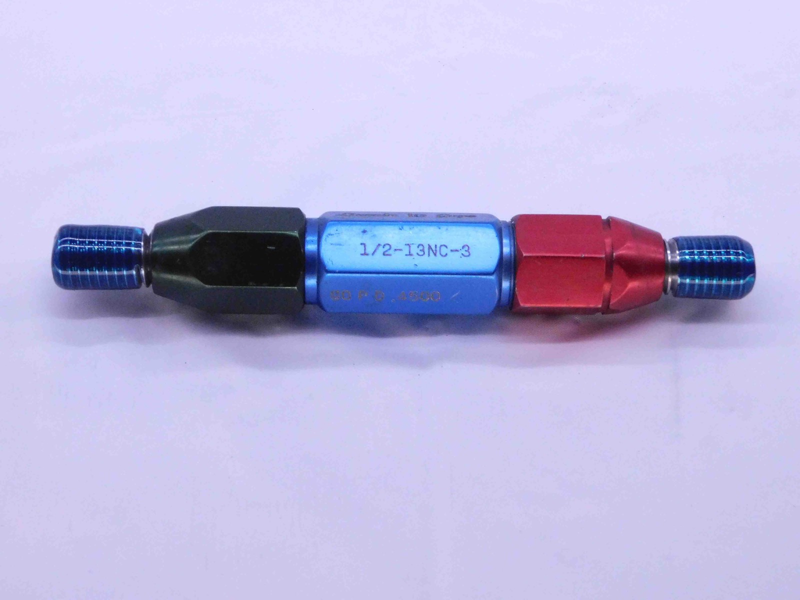 1/2 13 NC 3 THREAD PLUG GAGE .5 .50 .500 GO NO GO P.D.'S = .4500 & .4537 UNC-3