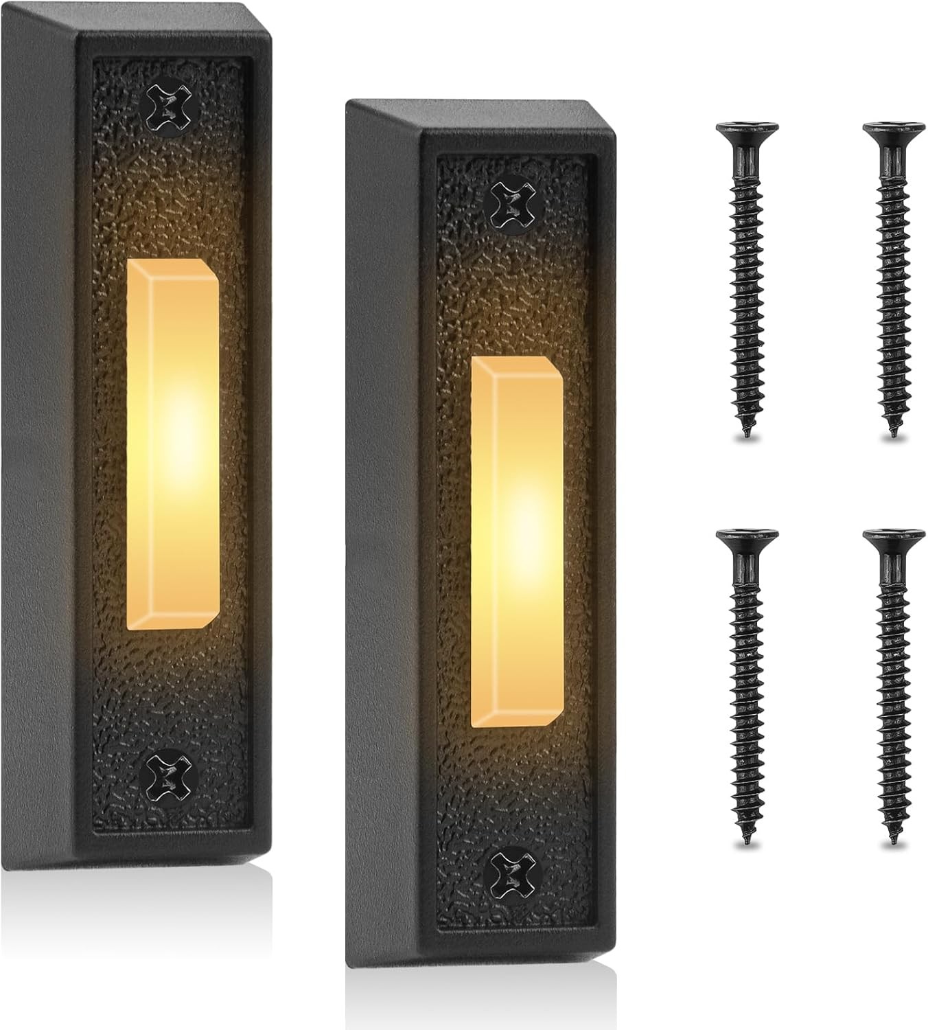 2 Pcs Lighted Doorbell Button, Wired Door Bell Push Buttons LED Door Chime, Wall
