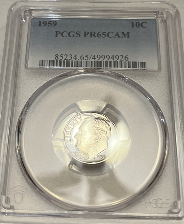 1959 PCGS Roosevelt PR65Cam, Silver & Nice Devices