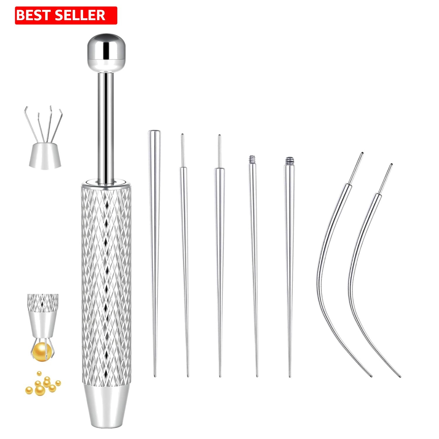 Pro Piercing Taper & Ball Grabber Tool Set - Hypoallergenic Jewelry Applicator
