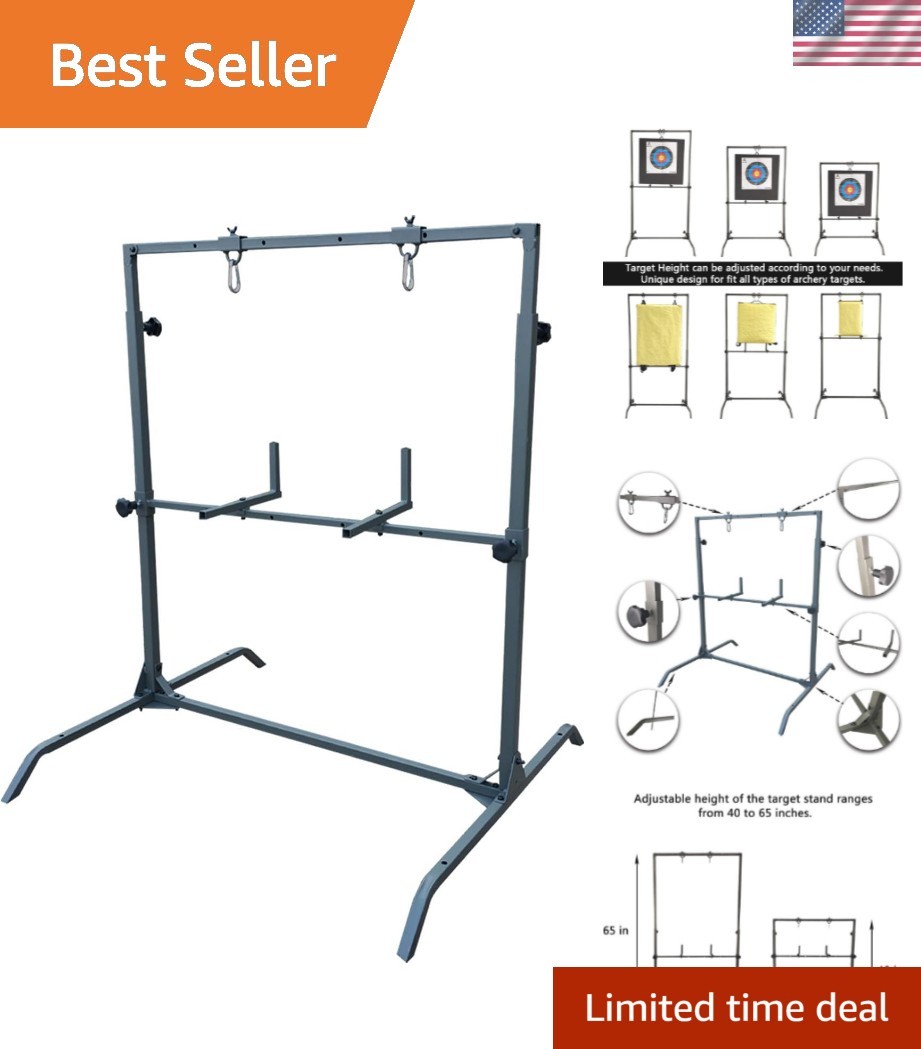 Durable Adjustable Archery Stand for All Target Types - Olive Finish, Easy Setup