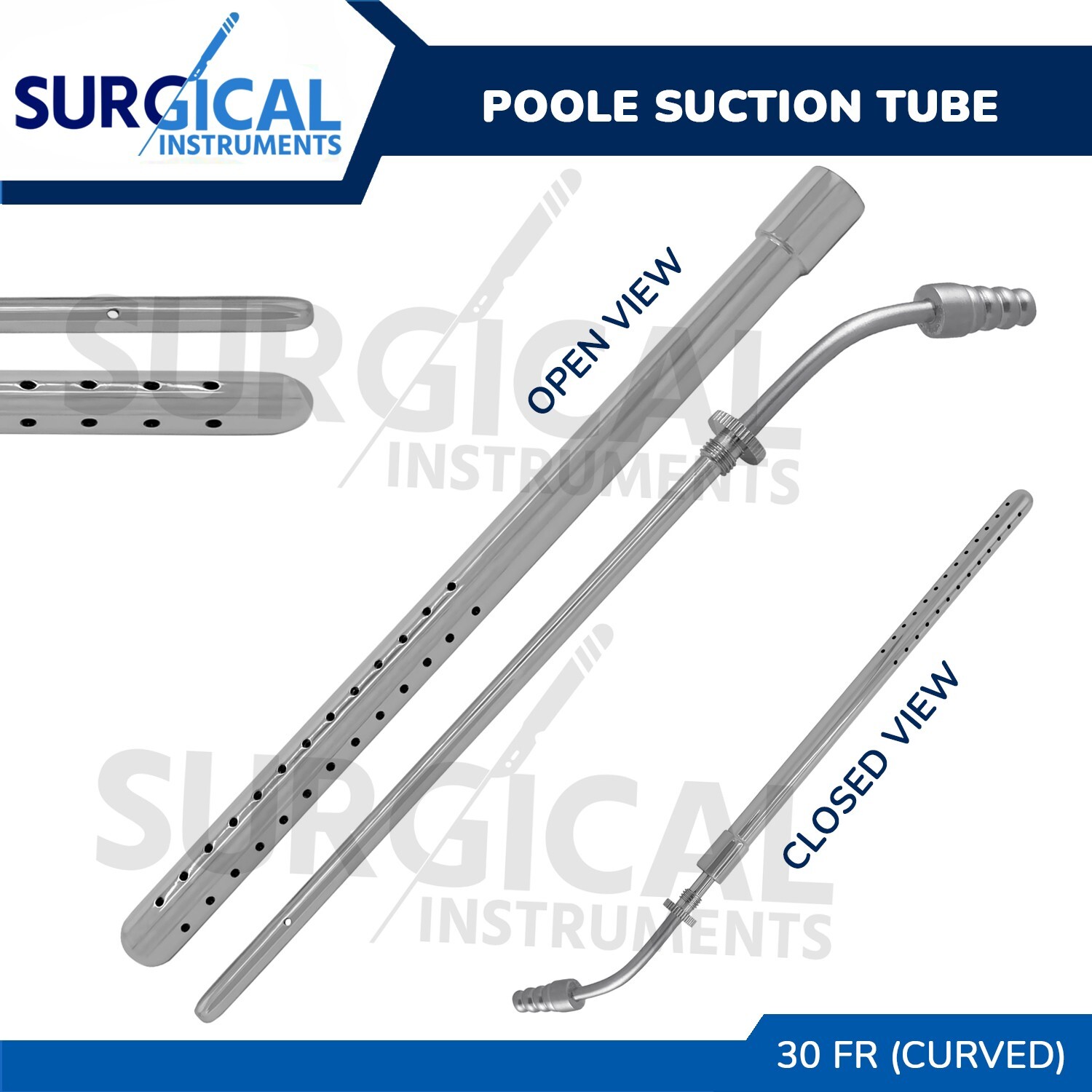 POOLE Suction Tube 30 French Curved Surgical Medical Instruments German Grade