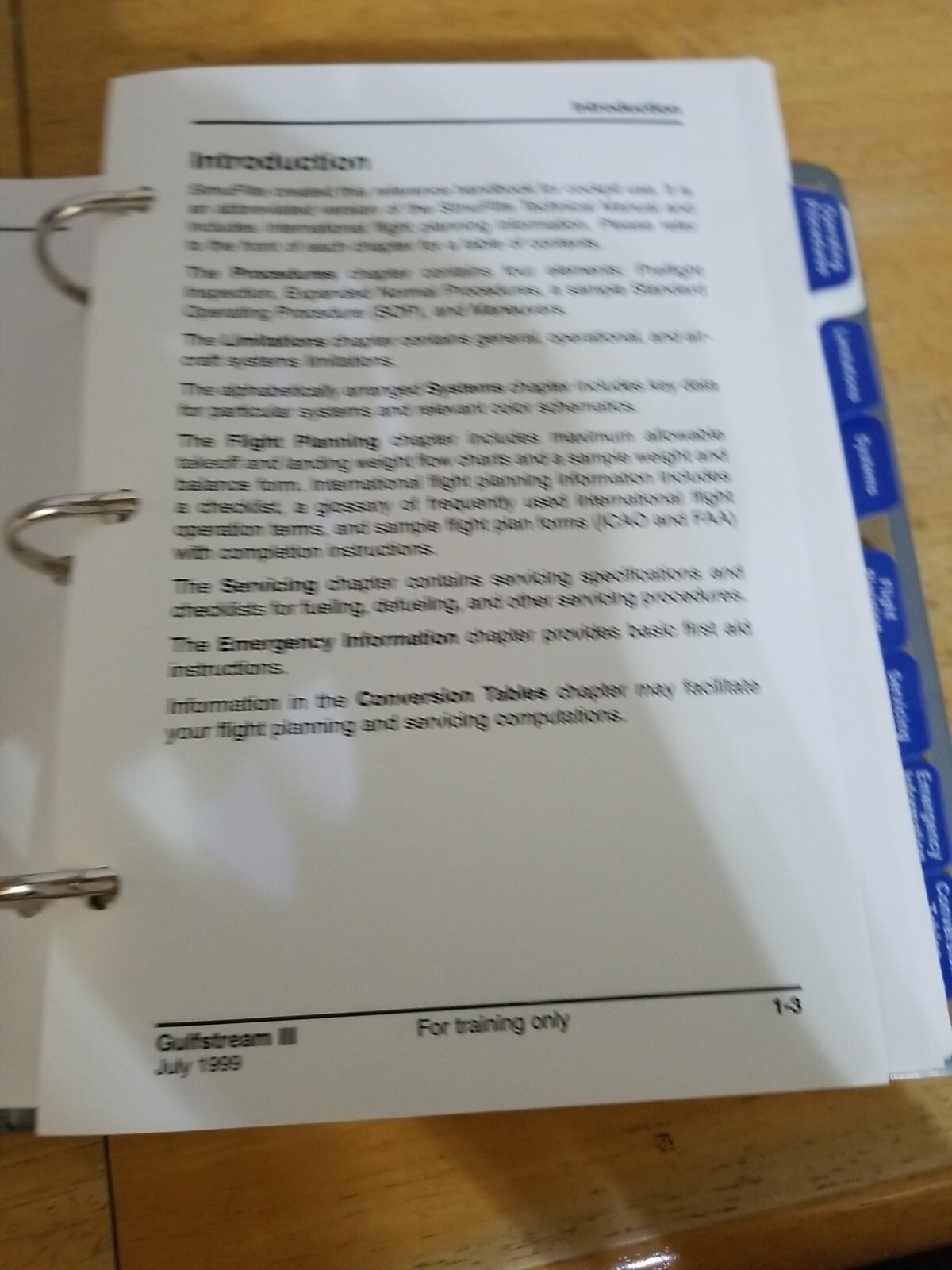 Gulfstream III, Cockpit Reference Handbook July 1999