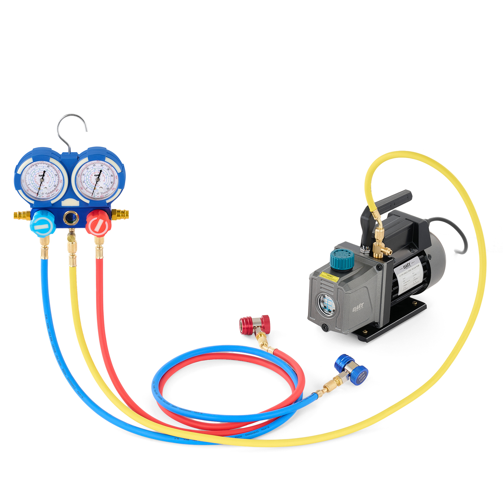 OMT 3.5cfm HVAC Vacuum Pump Kit & A/C Manifold Gauge Set f 134a 22 404a 410a US