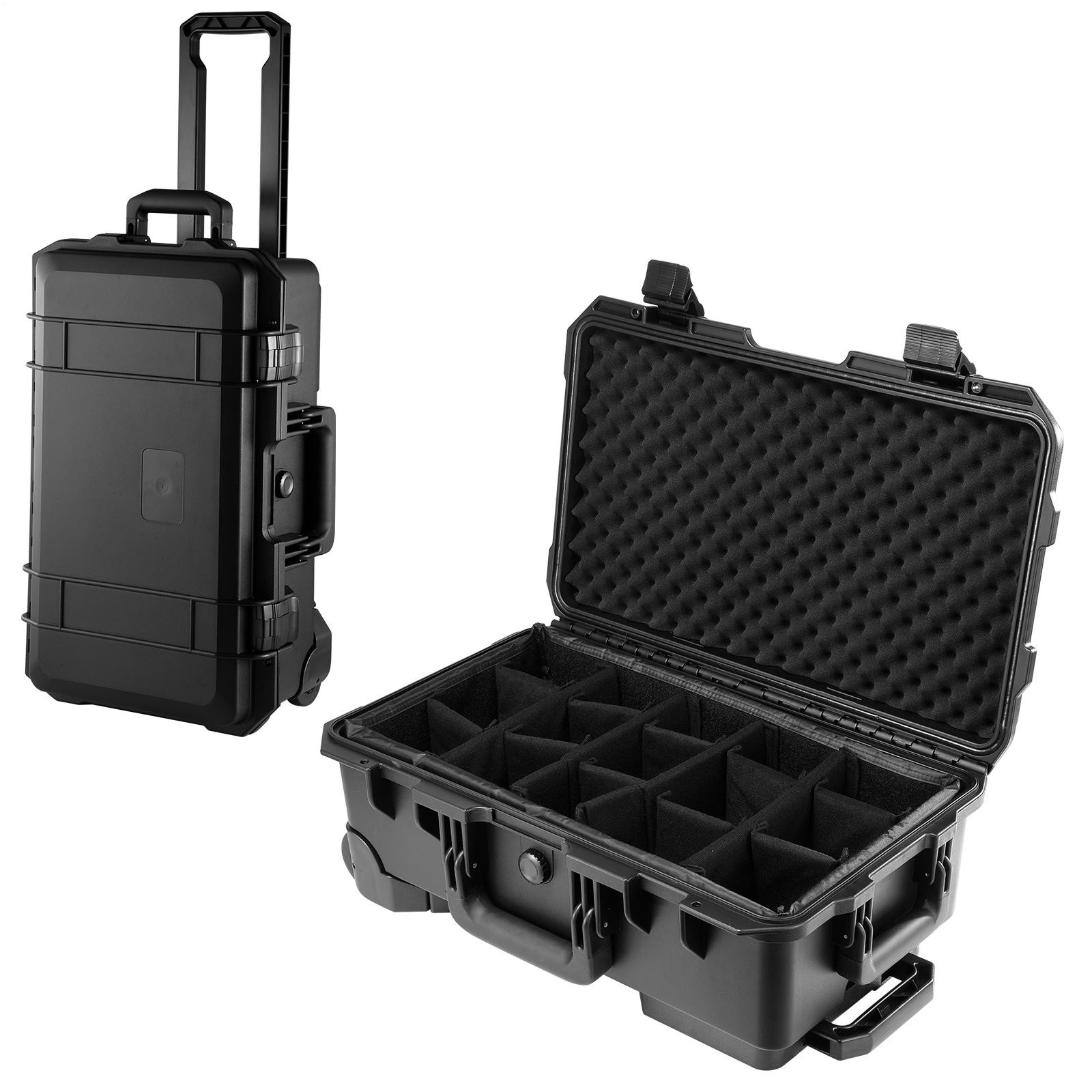 Hard Case With Padded Divider – Waterproof Equipment Case wWth Wheels For Camera