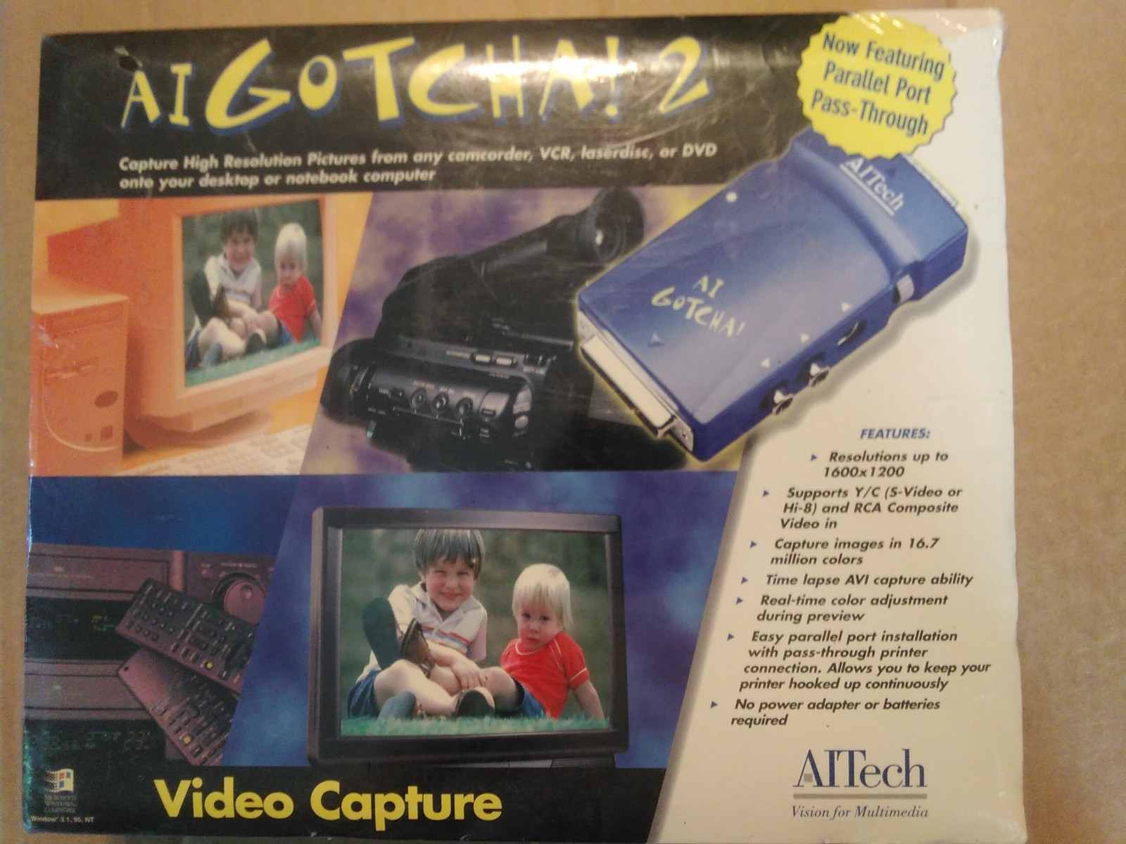AI Gotcha! 2 Video Capture for Windows 3.1 95 NT 1997, AITech NEW SEALED NOS