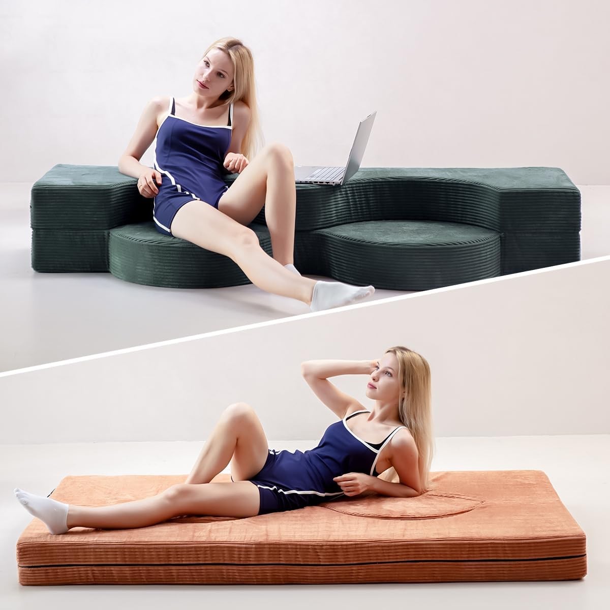 75" Folding Sofa Bed Convertible Futon Twin Size Sleeper Couch Washable Velvet