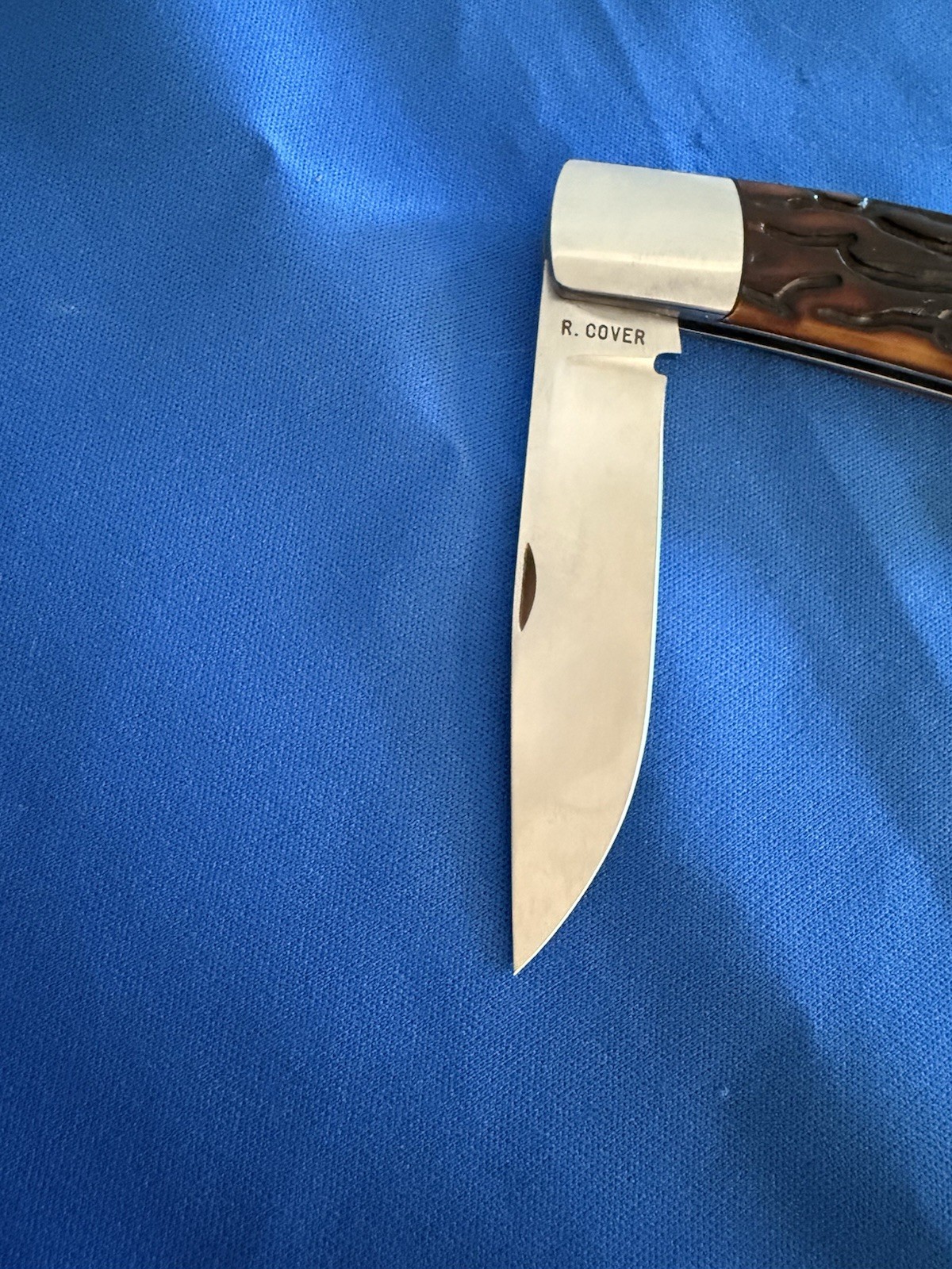 Custom Ray Cover Stag Handle Pocket Knife -- Mint and Unused