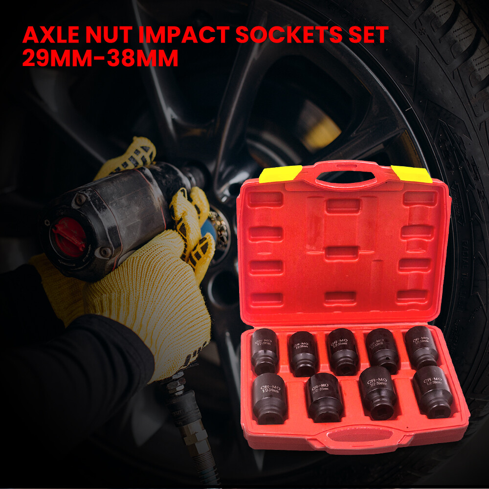 Deep Impact Socket Kit 1/2" Drive Metric Axle Hub Nut Socket 29mm-38mm Set