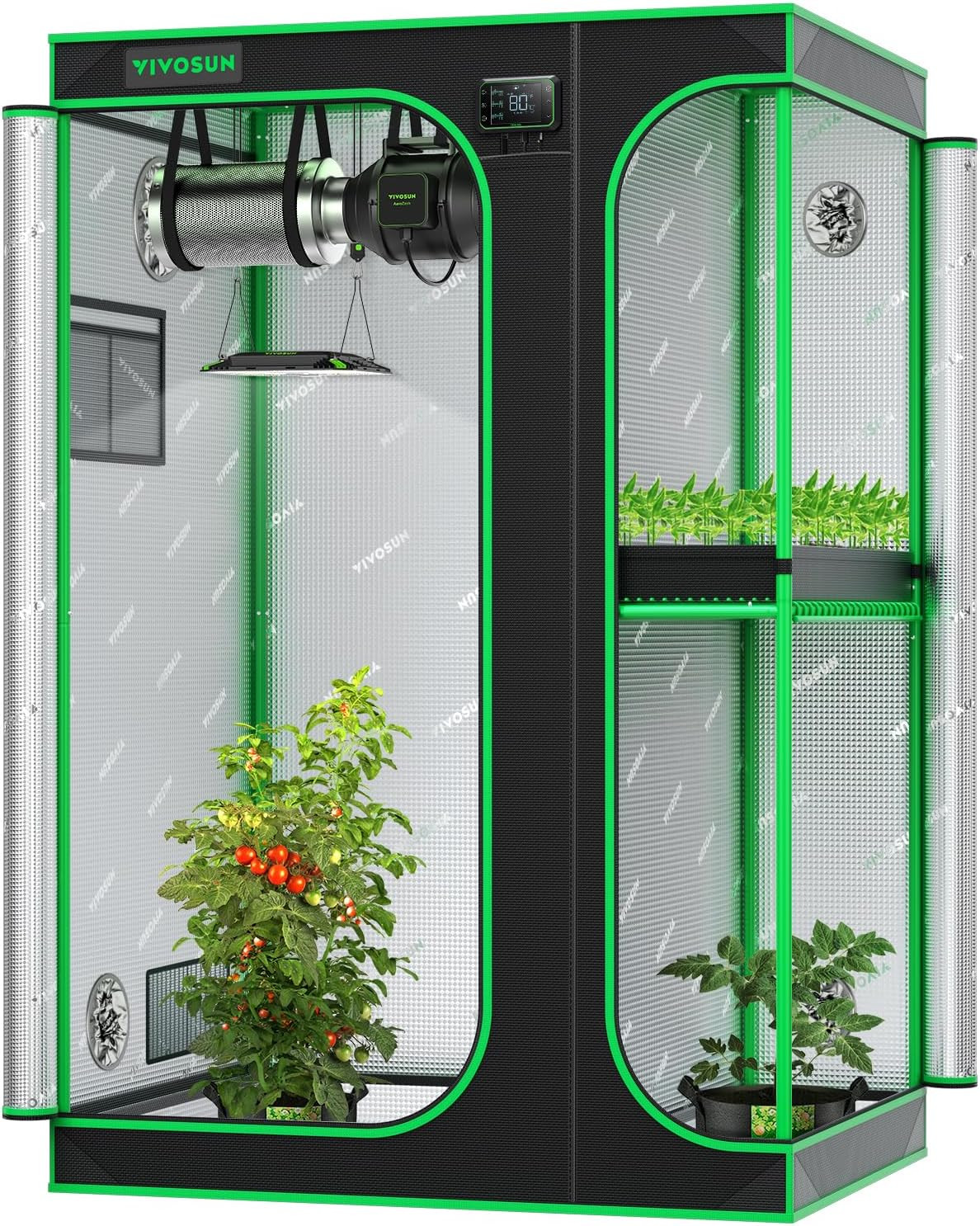 2-In-1 4X3 Grow Tent, 48"X36"X72" Seedling Clone Tent High Reflective Mylar with