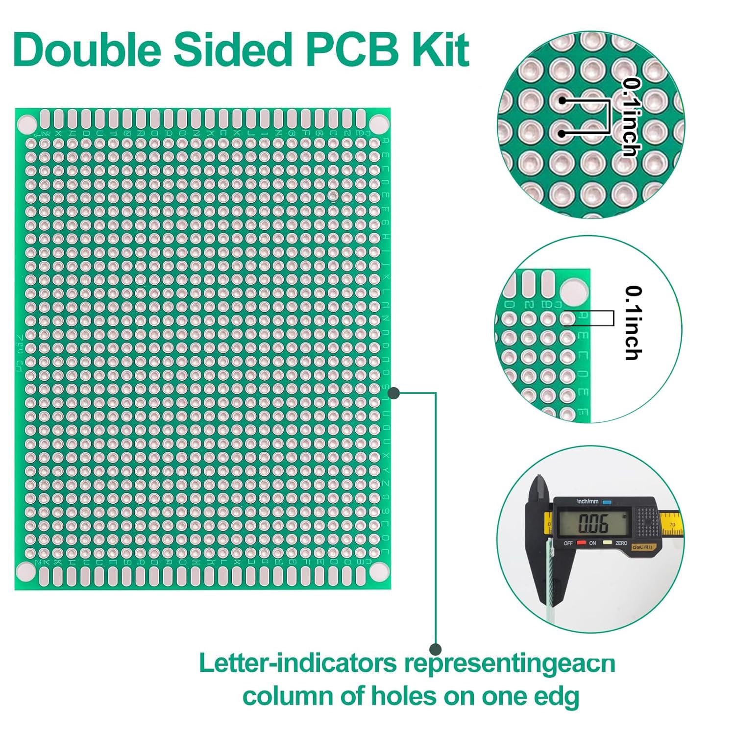 32 Pcs PCB Board, Green Circuit Board with 5 Sizes Compatible, Double Sided P...