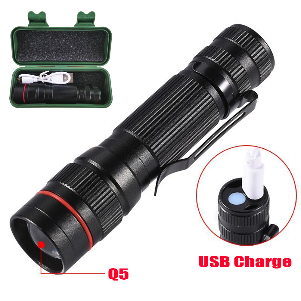 2× 990000LM Rechargeable Small LED Flashlight Mini Light 3-Modes Zoomable Torch