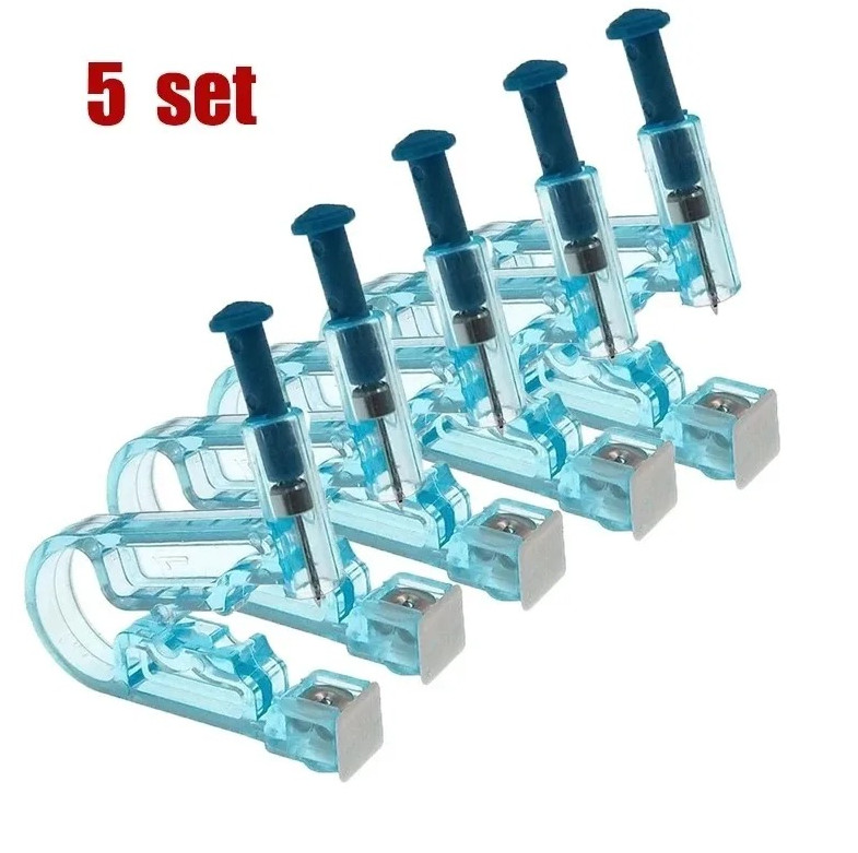 5pcs Ear Piercing Gun Kit – Disposable Safe Earring Piercer Set for Ears, Nose