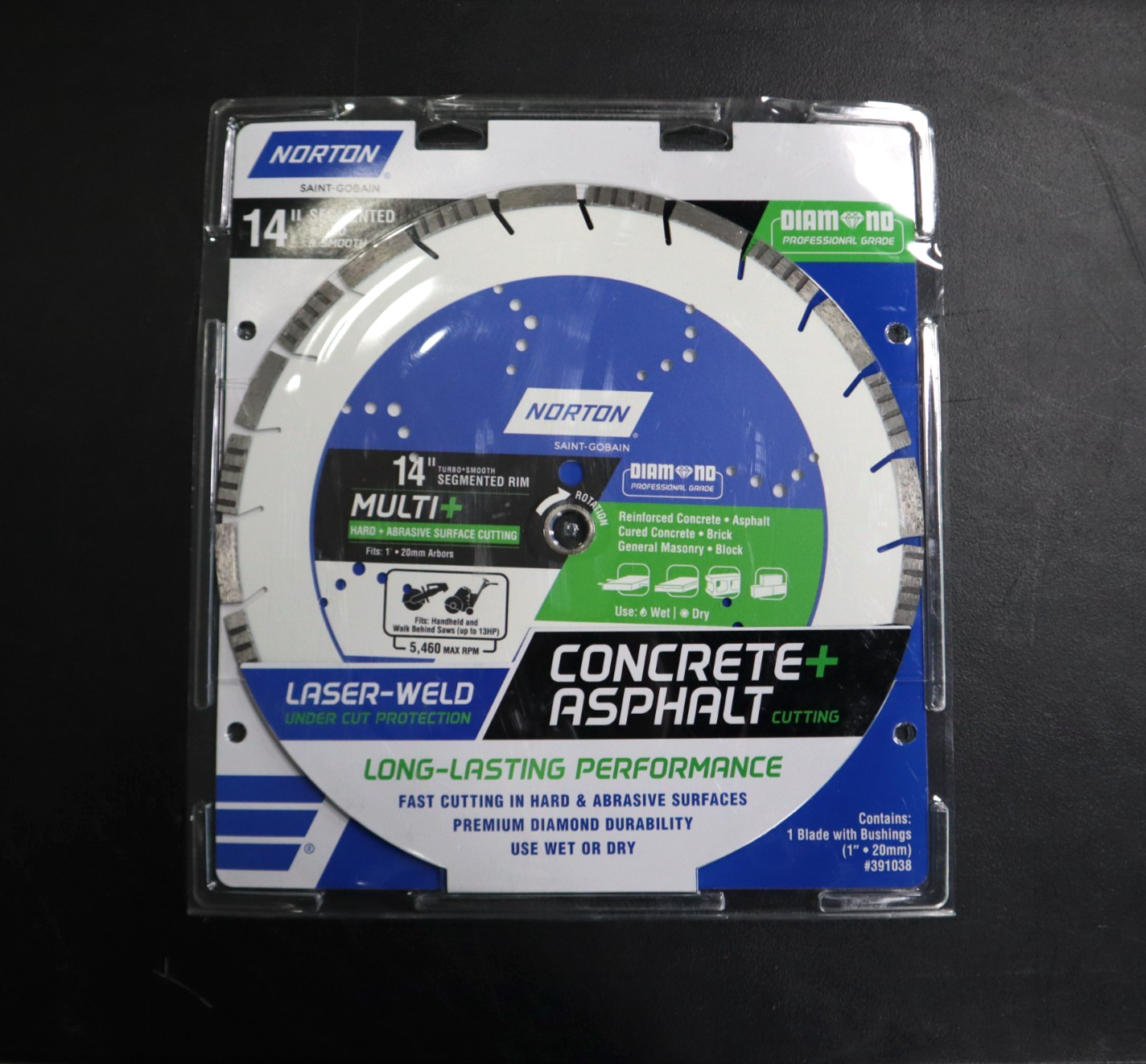 Norton Diamond 14-in Wet/Dry Segmented Rim Diamond Saw Blade - NEW!