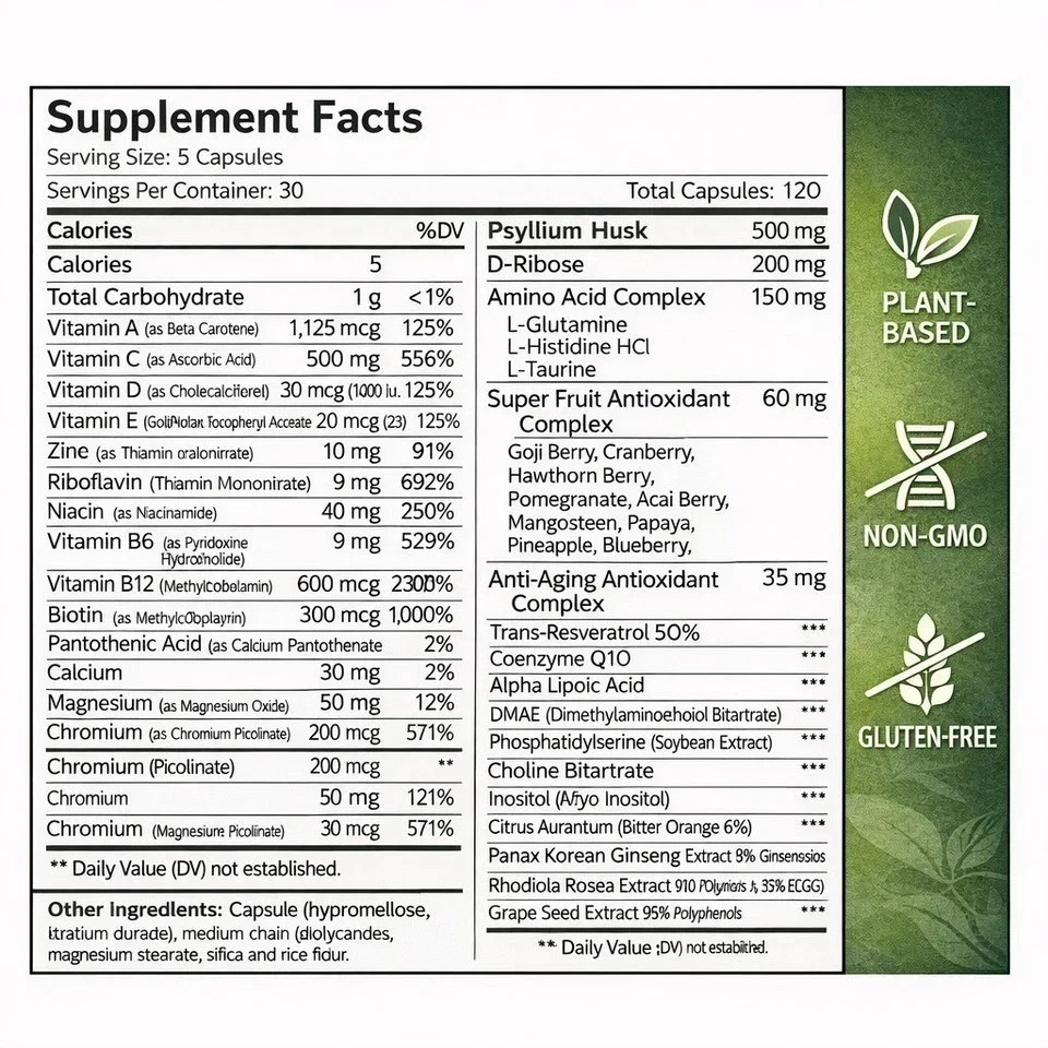 SuppBotanics Complete Immuno Vital™ Immune Support 150+ Nutrients 120 Capsules