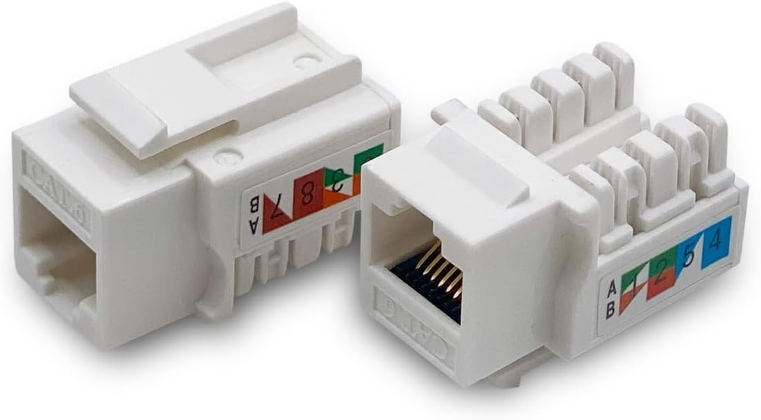 10 Count Cat6 Keystone Jack Pack - Compatible with Cat5/5e/6 for Easy Networking