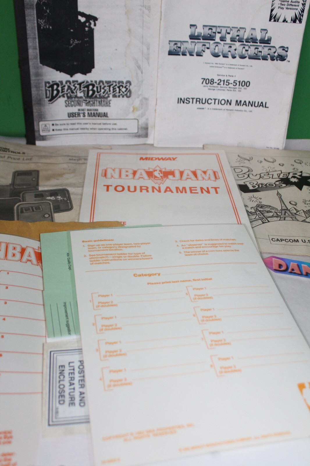Vintage Video Game Arcade Manuals Beast Busters Lethal Enforcers NBA Jam Plus