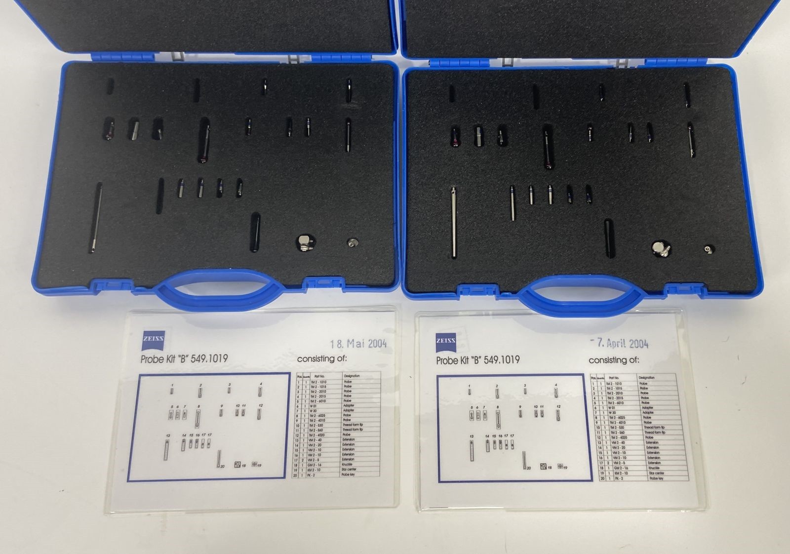 Lot of (2) Zeiss CMM Probe Stylus Kit B 549.1019 5491019 F-05-MZ WH1