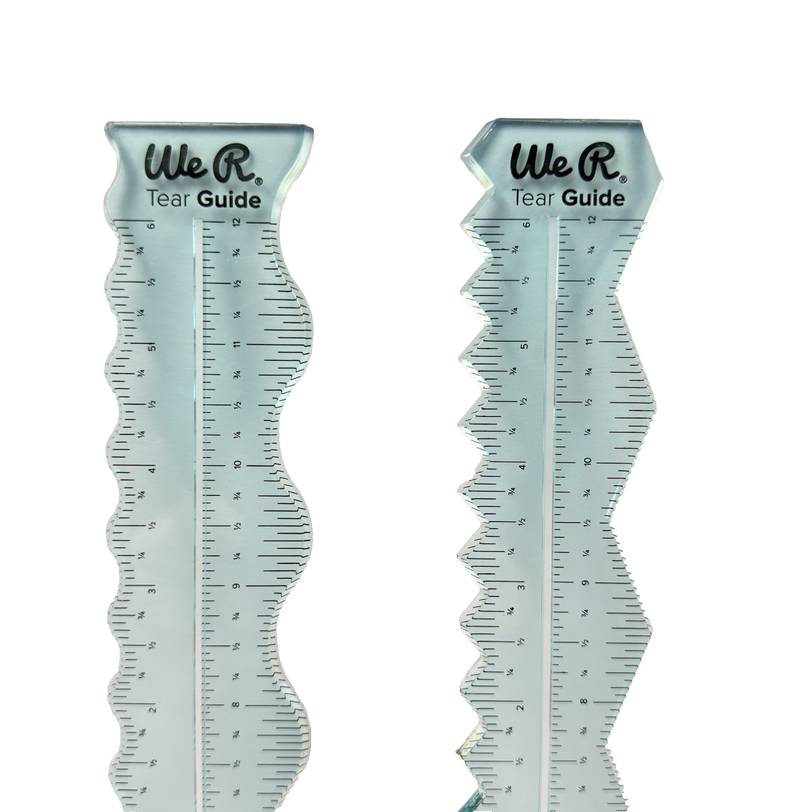 We R Memory Keepers 2‑Piece Clear Acrylic Tear Guide Ruler Set Scrapbooking