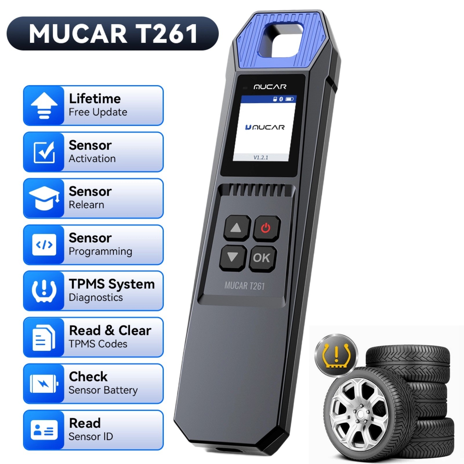 MUCAR T261 TPMS Relearning Activation Tire Pressure Sensor Programming For 892BT