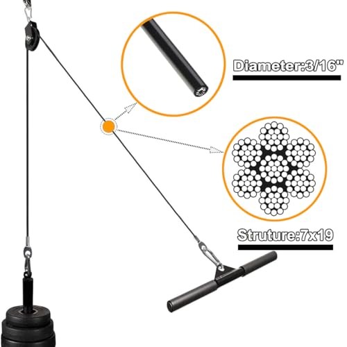 Fitness Pulley Cable,Replacement Cable Machine Accessories for DIY Home 65.6Ft