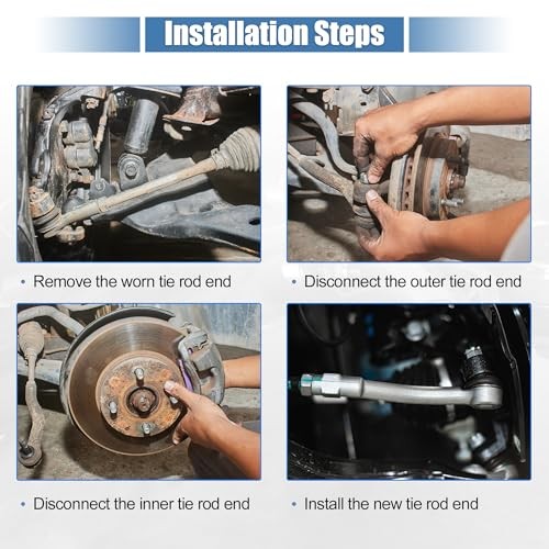 4 Pcs Front Inner Outer Tie Rod Ends Suspension Steering Tie Rod End for Ram