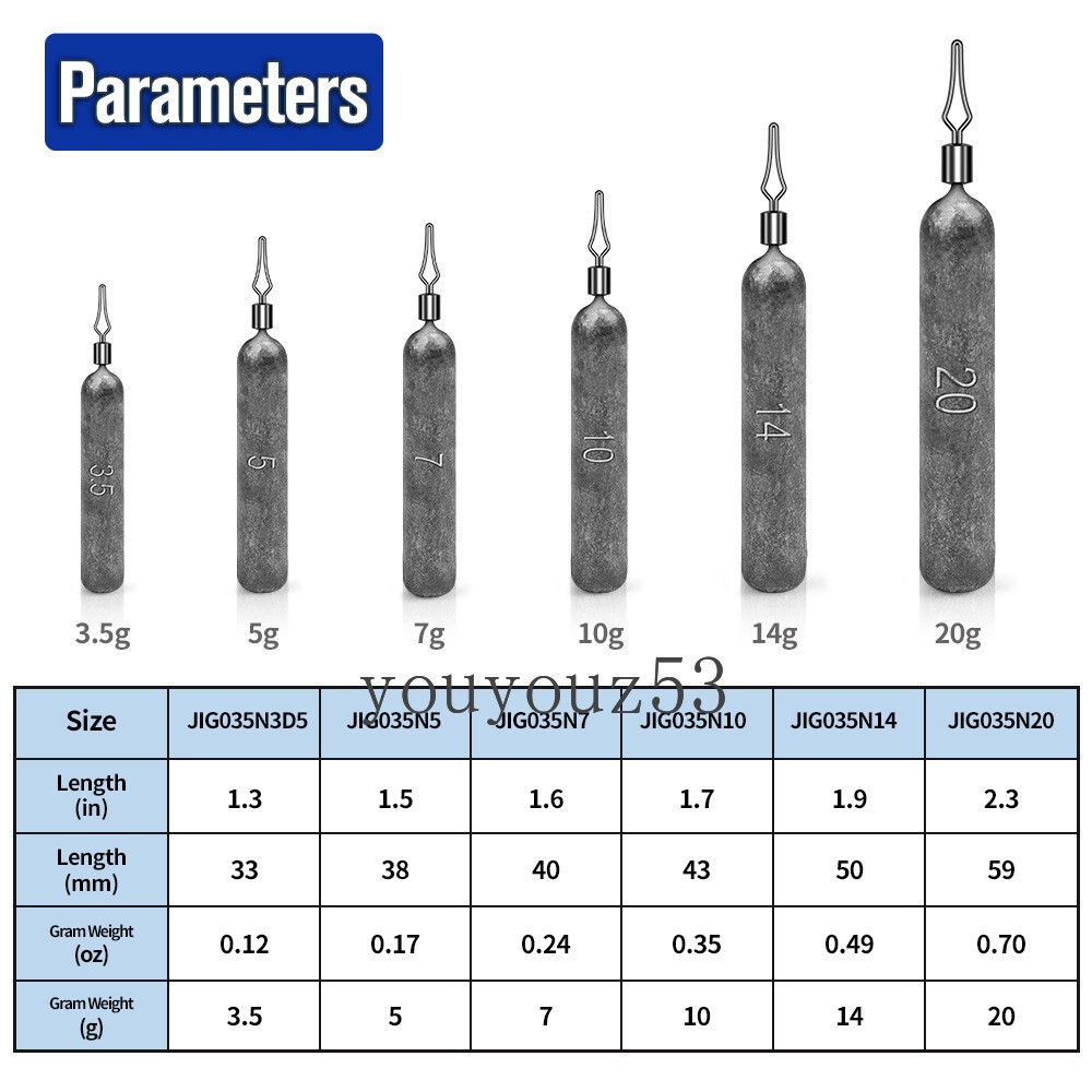 10-20pcs Fishing Sinkers Pencil Drop Weight Round Sinker Lead Weight 1/8oz-3/4oz