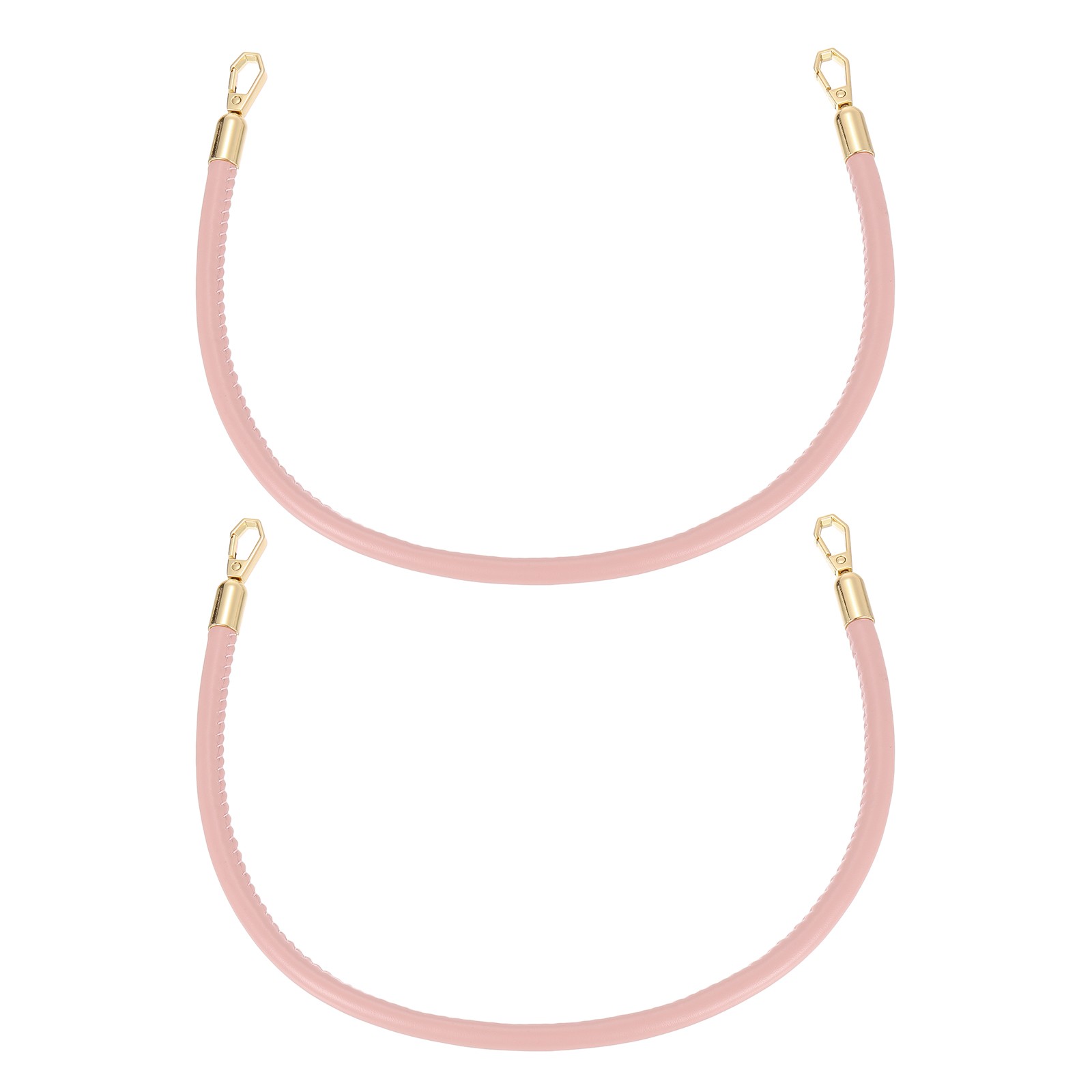 2Pcs Leather Handbag Handles, 50cm PU Shoulder Bag Straps (Pink, Gold)
