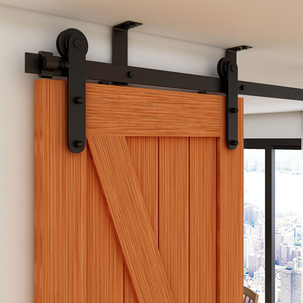 4-20FT Ceiling Mount Bracket Sliding Barn Door Hardware Track Kit Single/Double