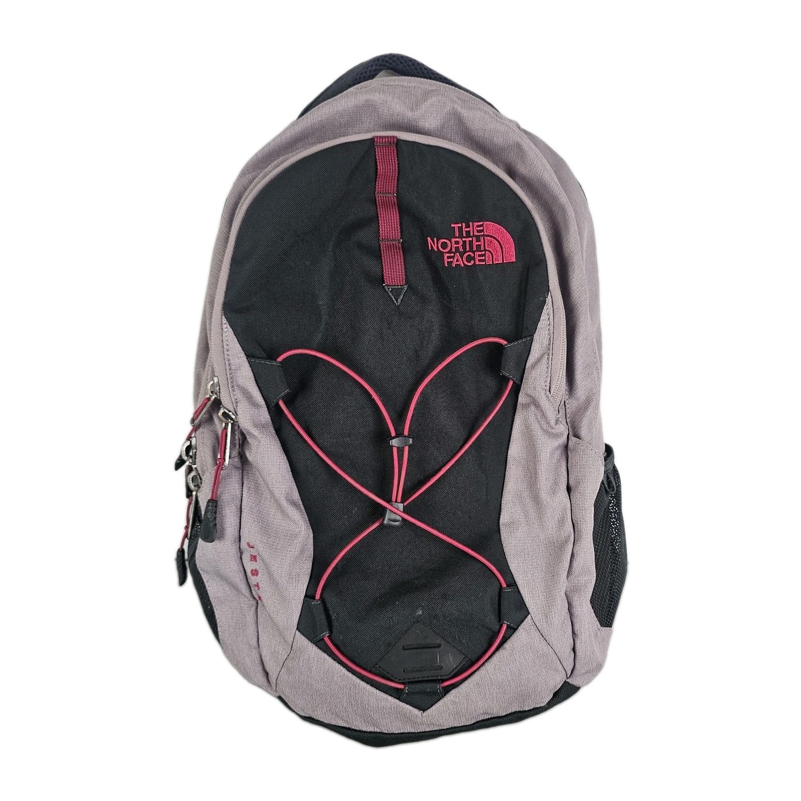 THE NORTH FACE Womens Jester Laptop Backpack Commuter Grey & Pink Cerise