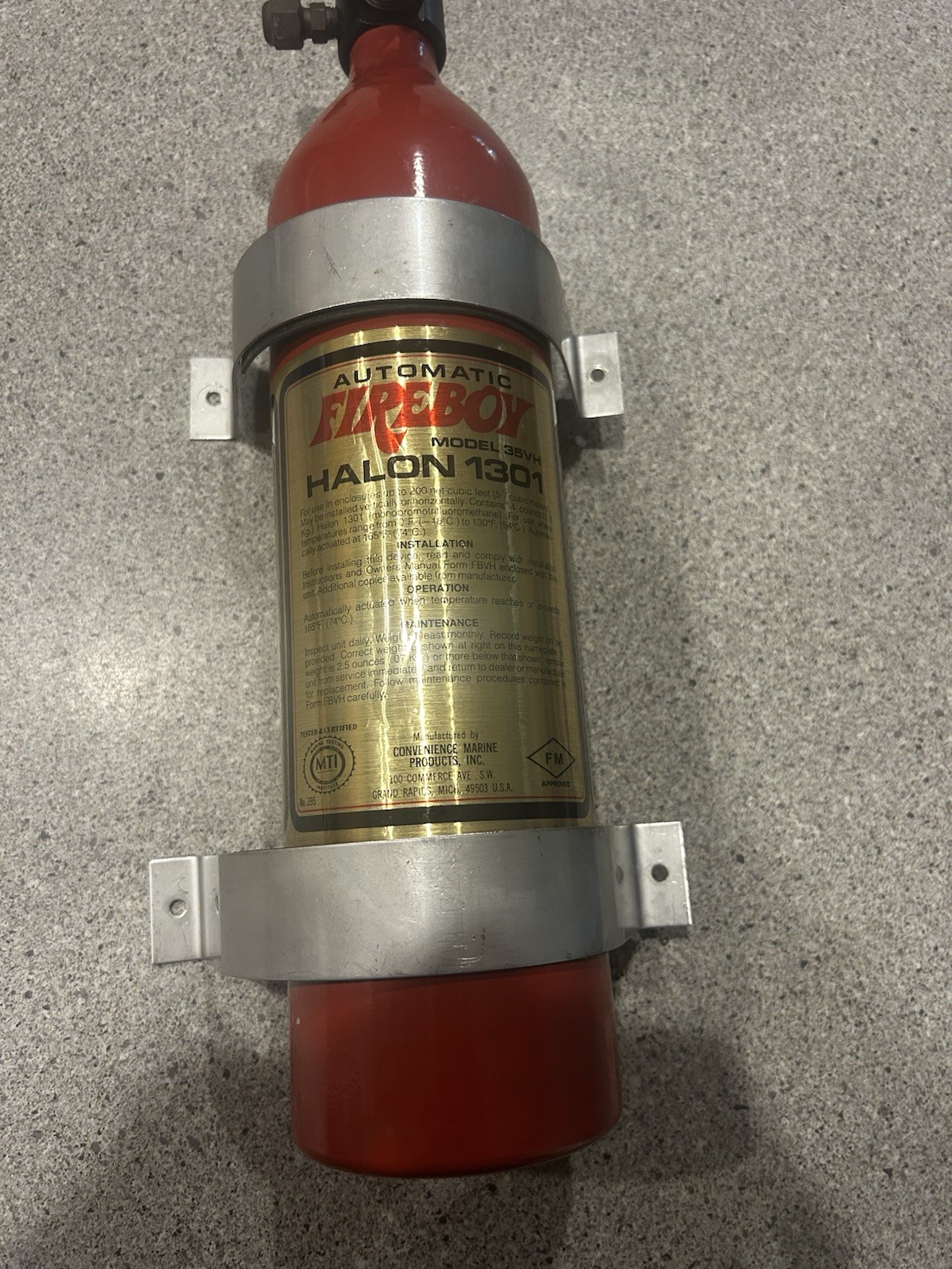 Automatic Fireboy 35VH Marine Fire Extinguisher. Spec Weight