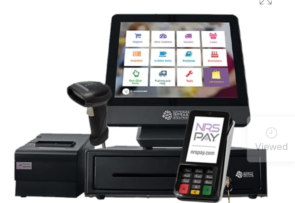 NRS POS System Kit Touchscreen, Cash Drawer, Barcode Scanner, Receipt Printer