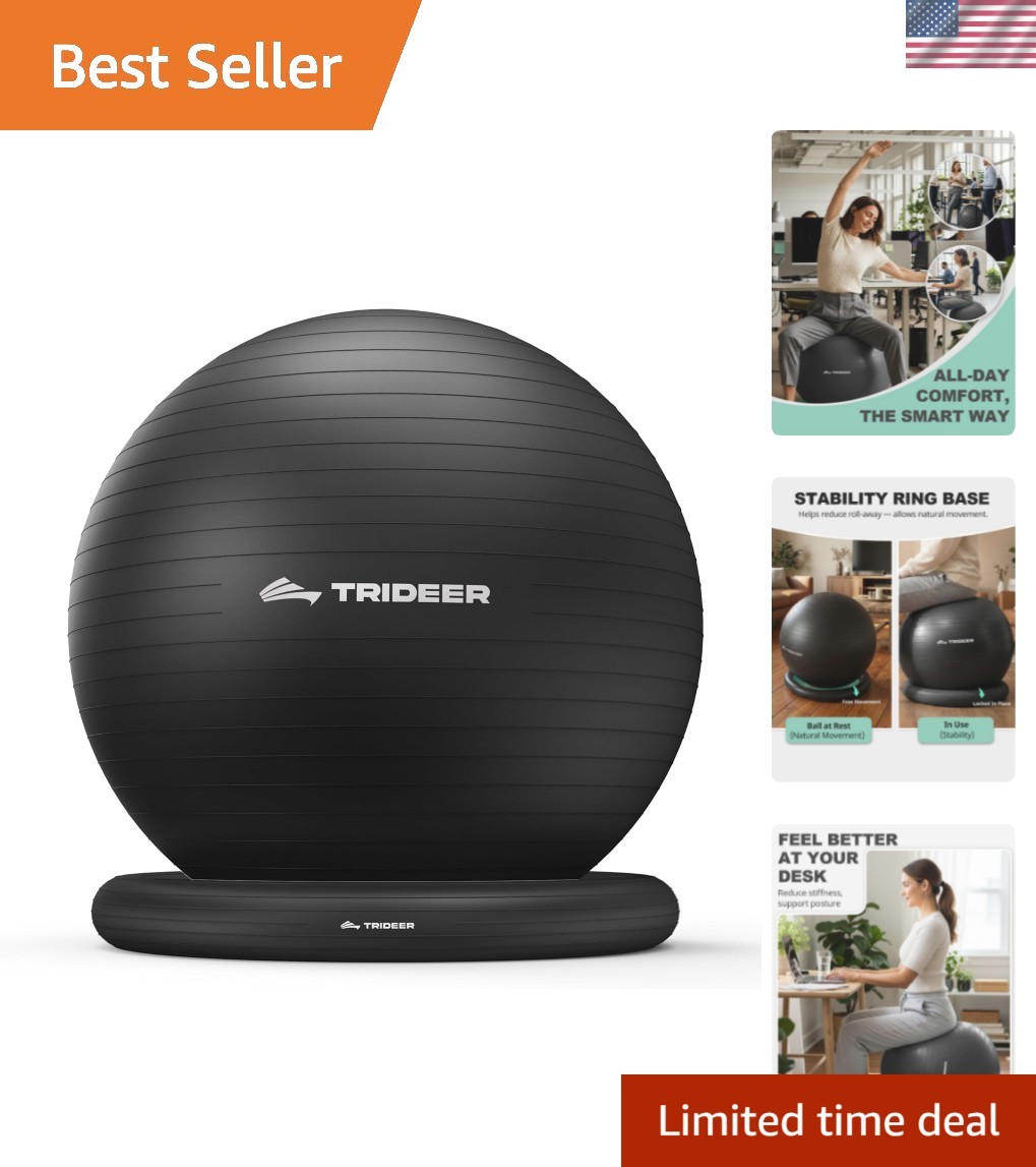 Exercise Ball for Office Desk, Yoga Ball Chair to Relieve Back Pain, Stabilit...