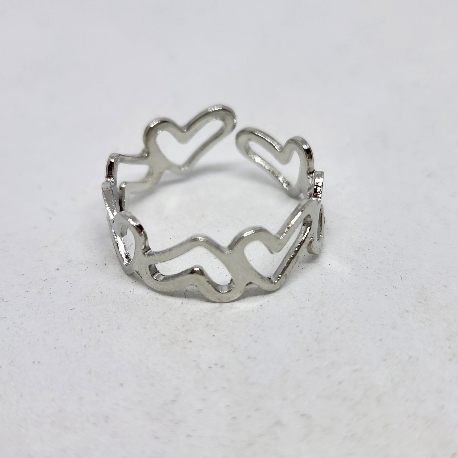 Topsy Turvy Hearts Toe Ring Open Band Silver Tone Size 5.5