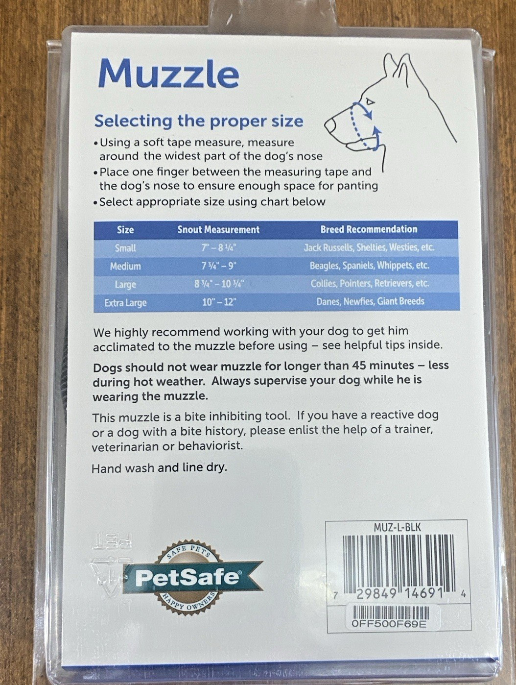 PetSafe Dog Muzzle Size- Large - Black, NEW with Instruction Guide