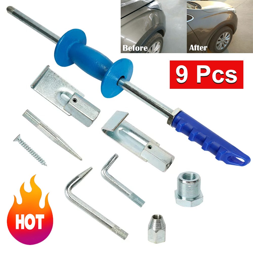 9 Pcs Dent Puller Slide Hammer Auto Body Dent Repair Tools Kit Auto Truck 5LB