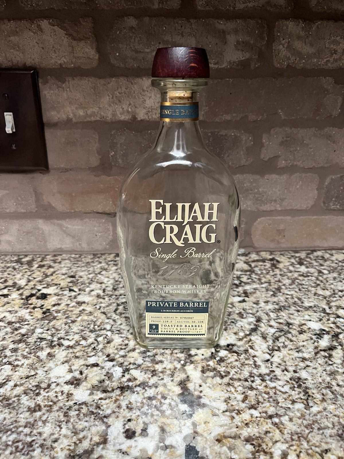 Elijah Craig Toasted Barrel Bourbon Barrel Proof Empty Bottle Store Pick