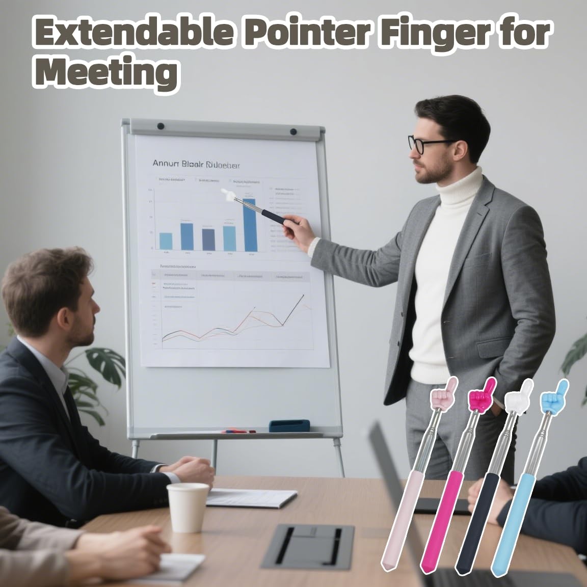 4 PCS Extendable Pointer Finger Stick - Bright Colored Telescopic Teachers Po...