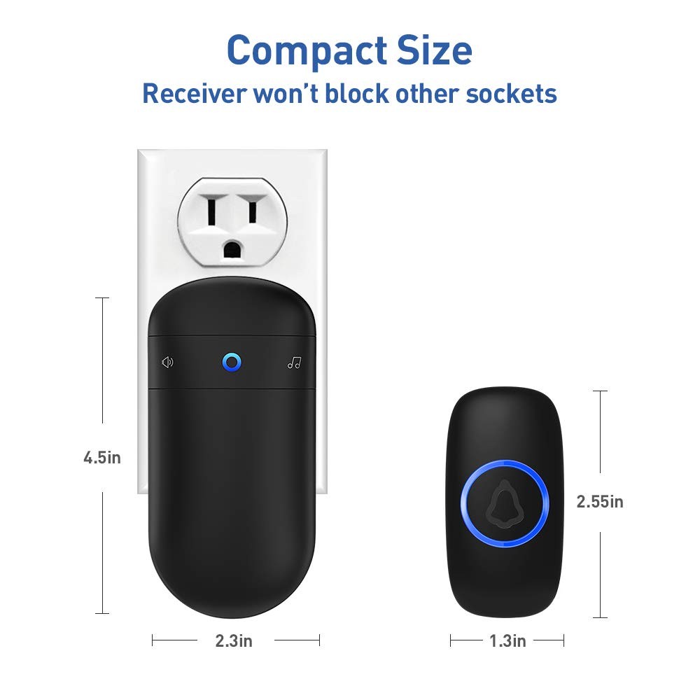 Wireless Doorbell, Door bell Over 1000ft Coverage with 2 PlugIn Receivers, 1 ...