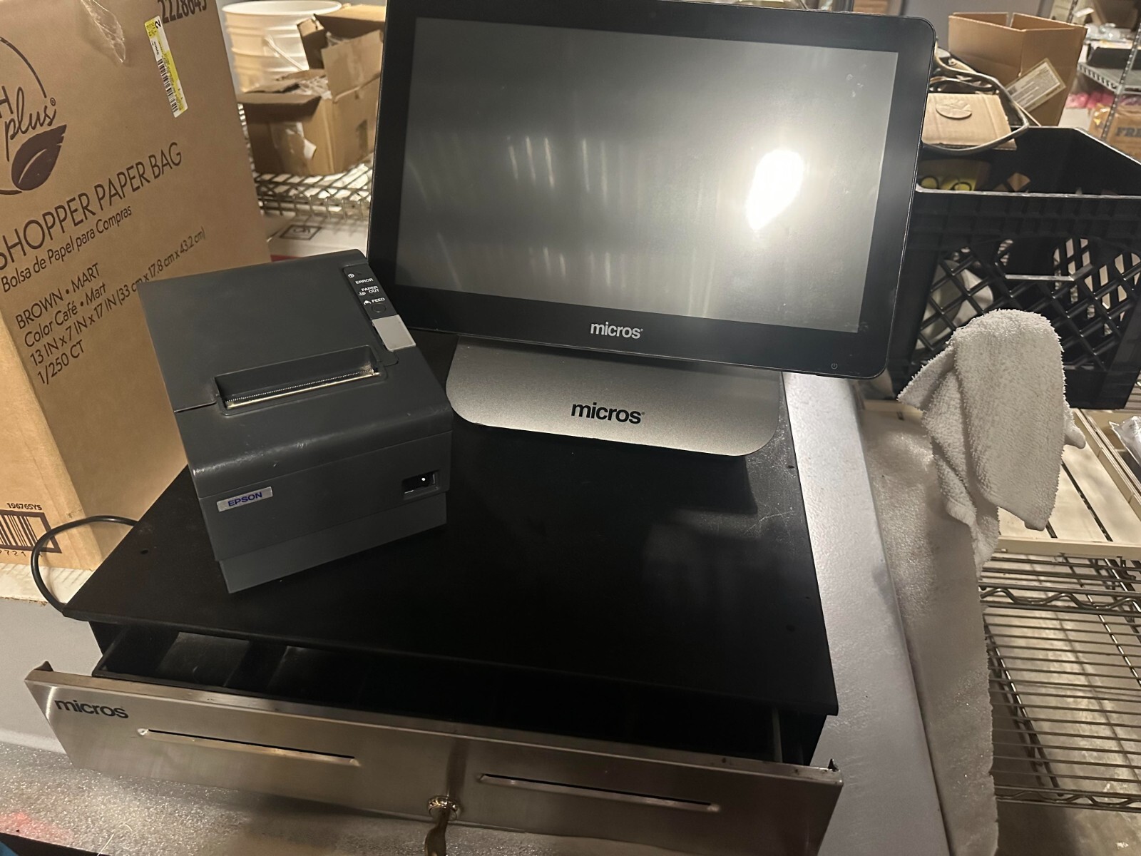 Micros Workstation 6 (WS6) POS Terminal. Includes Cash Drawer and Printer