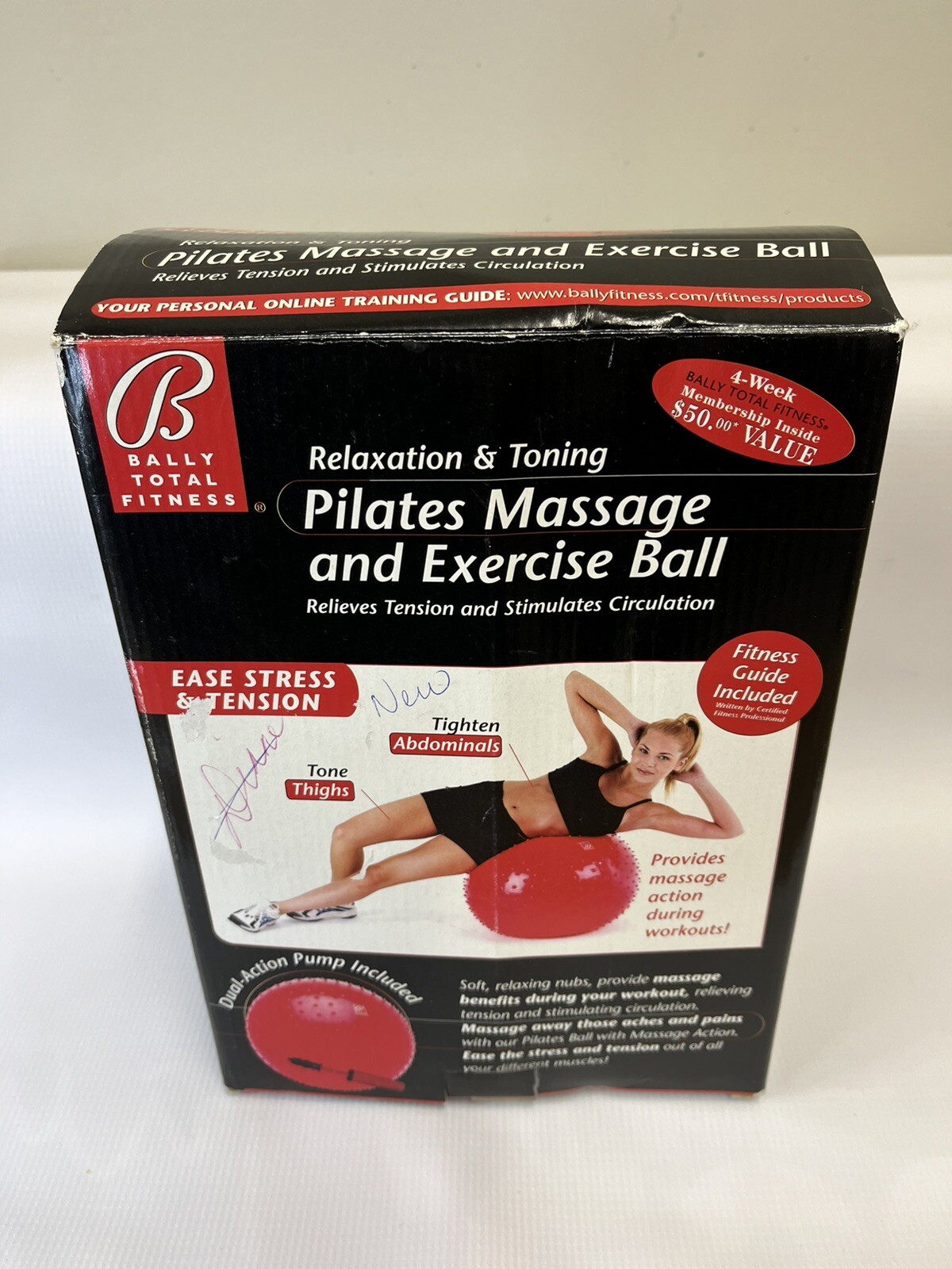 NEW Bally Total Fitness Pilates Massage and Exercise Ball 22 Inch Inflatable Red